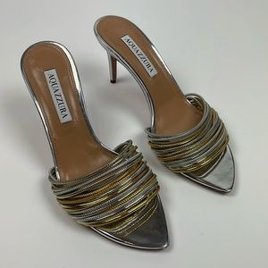 Aquazzura Silver and Gold Sandals